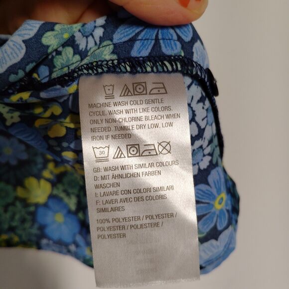 Laurie Felt womens Button Blouse Blue Floral Sz 2X Butterfly Sleeve boho fairy - Picture 5 of 7